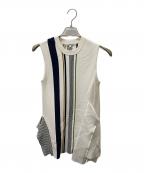 UN3D.アンスリード）の古着「TRIBAL BORDER ASYMME KT TOP」｜ホワイト