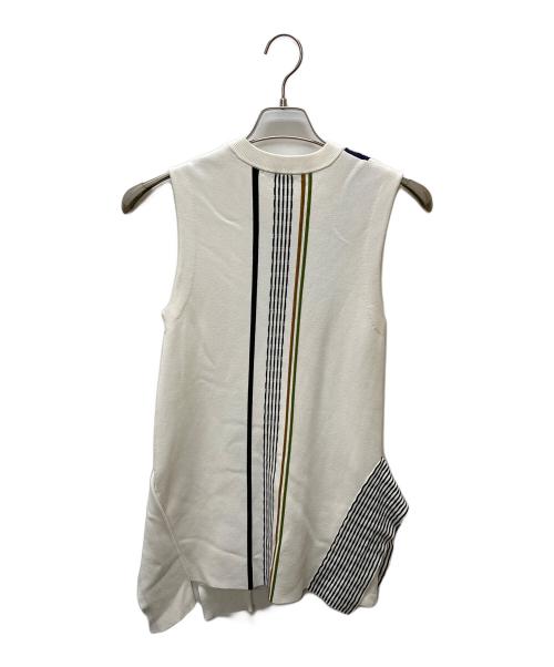 UN3D.（アンスリード）UN3D. (アンスリード) TRIBAL BORDER ASYMME KT TOP ホワイト サイズ:Fの古着・服飾アイテム