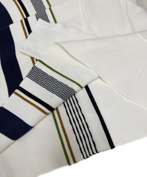 UN3D.（アンスリード）UN3D. (アンスリード) TRIBAL BORDER ASYMME KT TOP ホワイト サイズ:Fの古着・服飾アイテム