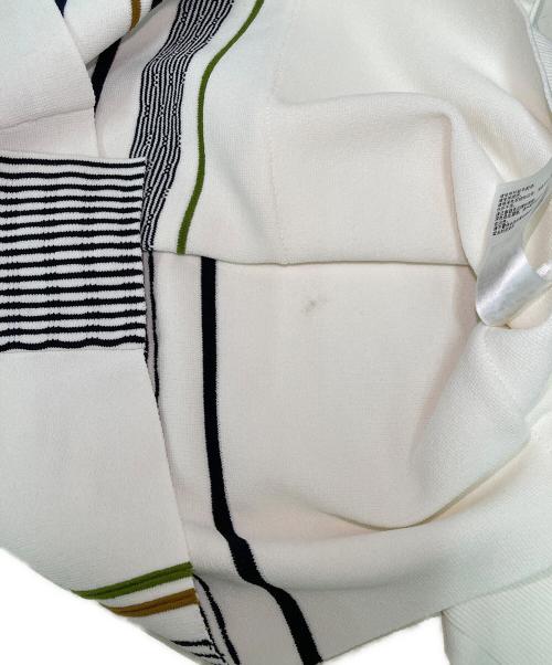 UN3D.（アンスリード）UN3D. (アンスリード) TRIBAL BORDER ASYMME KT TOP ホワイト サイズ:Fの古着・服飾アイテム