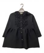 UNITED ARROWSユナイテッドアローズ）の古着「ミニフリル ニットカーディガン」｜ブラック