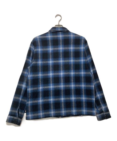 stussy（ステューシー）stussy (ステューシー) Shadow Plaid Zip Shirt ブルー サイズ:Lの古着・服飾アイテム