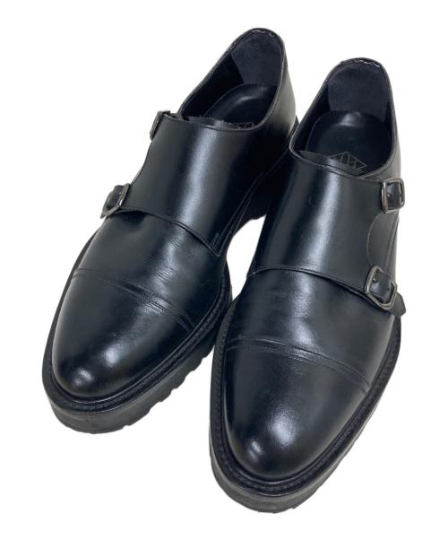 W.H（ダブルエイチ）W.H (ダブルエイチ) ダブルモンクストラップシューズ ブラック サイズ:27cmの古着・服飾アイテム