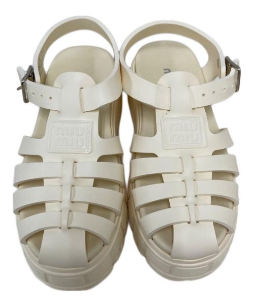 MIU MIU（ミュウミュウ）MIU MIU (ミュウミュウ) EVA ロゴ フィッシャーマンサンダル ホワイト サイズ:36の古着・服飾アイテム