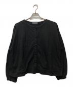nest Robeネストローブ）の古着「リネンインレーギャザースリーブカーディ」｜ブラック