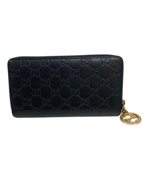 GUCCI（グッチ）GUCCI (グッチ) ラウンドファスナー財布 ブラックの古着・服飾アイテム