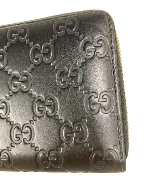 GUCCI（グッチ）GUCCI (グッチ) ラウンドファスナー財布 ブラックの古着・服飾アイテム