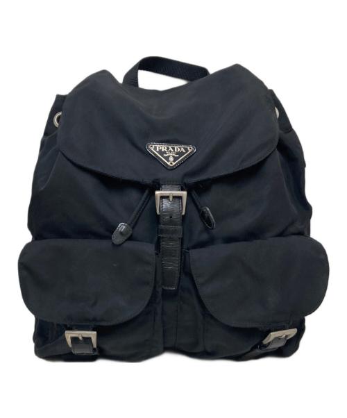PRADA（プラダ）PRADA (プラダ) トライアングルプレートバックパック ブラックの古着・服飾アイテム