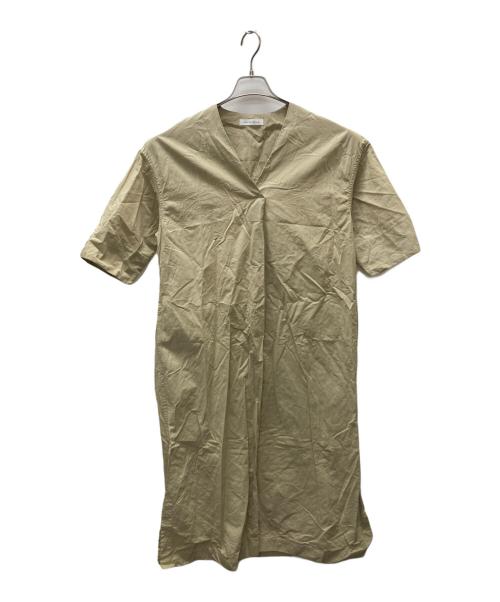 WHITE MAILS（ホワイトメイルズ）WHITE MAILS (ホワイトメイルズ) フロントタック Vネック ワンピース ベージュ サイズ:Sの古着・服飾アイテム