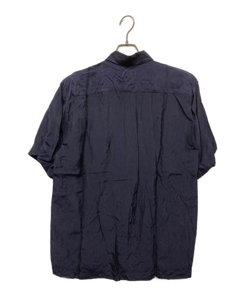 DRIES VAN NOTEN（ドリスヴァンノッテン）DRIES VAN NOTEN (ドリスヴァンノッテン) サテンショートスリーブシャツ ネイビー サイズ:Smallの古着・服飾アイテム
