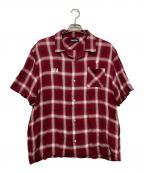 WIND AND SEAウィンダンシー）の古着「Ombre Plaid Open Collar S／S Shirt」｜レッド
