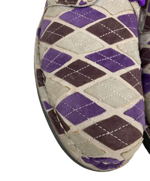 YOHJI YAMAMOTO（ヨウジヤマモト）YOHJI YAMAMOTO (ヨウジヤマモト) アーガイルチェックチャッカブーツ ベージュ×パープル サイズ:不明の古着・服飾アイテム