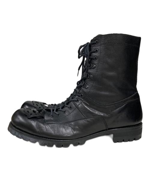 YOHJI YAMAMOTO（ヨウジヤマモト）YOHJI YAMAMOTO (ヨウジヤマモト) サイドジップレースアップブーツ ブラック サイズ:44の古着・服飾アイテム