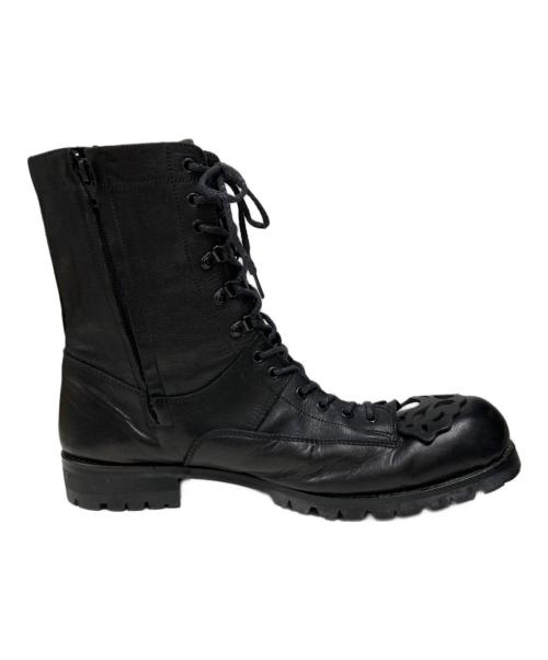 YOHJI YAMAMOTO（ヨウジヤマモト）YOHJI YAMAMOTO (ヨウジヤマモト) サイドジップレースアップブーツ ブラック サイズ:44の古着・服飾アイテム