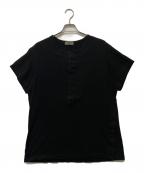 Yohji Yamamoto pour hommeヨウジヤマモト プールオム）の古着「コーマ天竺変形半袖ヘンリーネックカットソー」｜ブラック