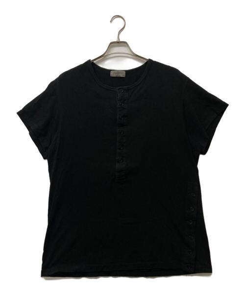 Yohji Yamamoto pour homme（ヨウジヤマモト プールオム）Yohji Yamamoto pour homme (ヨウジヤマモト プールオム) コーマ天竺変形半袖ヘンリーネックカットソー ブラック サイズ:3の古着・服飾アイテム