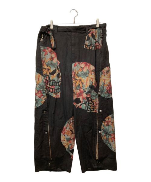Yohji Yamamoto pour homme（ヨウジヤマモト プールオム）Yohji Yamamoto pour homme (ヨウジヤマモト プールオム) スカルフラワーラップパンツ ブラック サイズ:3の古着・服飾アイテム