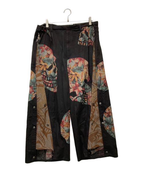 Yohji Yamamoto pour homme（ヨウジヤマモト プールオム）Yohji Yamamoto pour homme (ヨウジヤマモト プールオム) スカルフラワーラップパンツ ブラック サイズ:3の古着・服飾アイテム