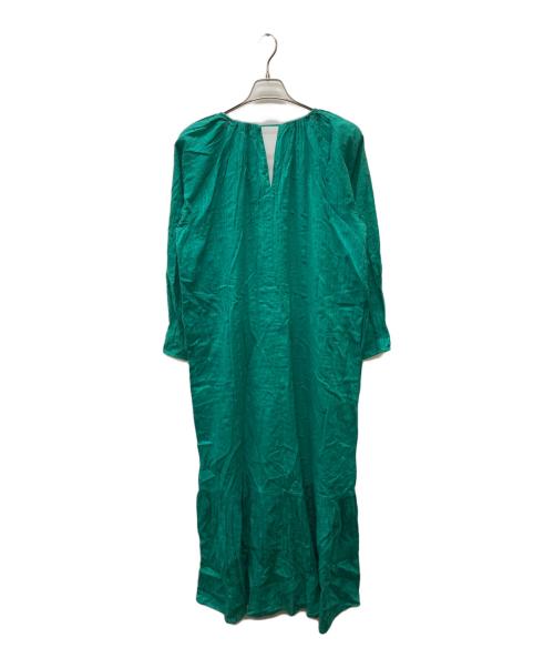 ne quittez pas（ヌキテパ）ne quittez pas (ヌキテパ) Cotton Dobby Stripe Solid Neck Gather Dress グリーン サイズ:Mの古着・服飾アイテム