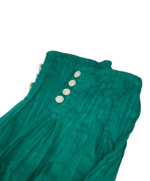 ne quittez pas（ヌキテパ）ne quittez pas (ヌキテパ) Cotton Dobby Stripe Solid Neck Gather Dress グリーン サイズ:Mの古着・服飾アイテム