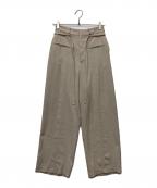 crewreクルー）の古着「ピンタック スラブ ストレート パンツ/cr25ss11119」｜ベージュ