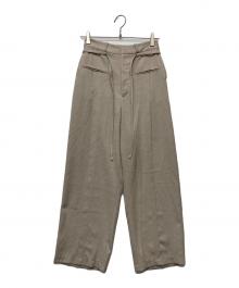 crewre（クルー）の古着「ピンタック スラブ ストレート パンツ/cr25ss11119」｜ベージュ