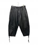 s'yteサイト）の古着「シープスキン レザー ウォシュ タック パンツ」｜ブラック