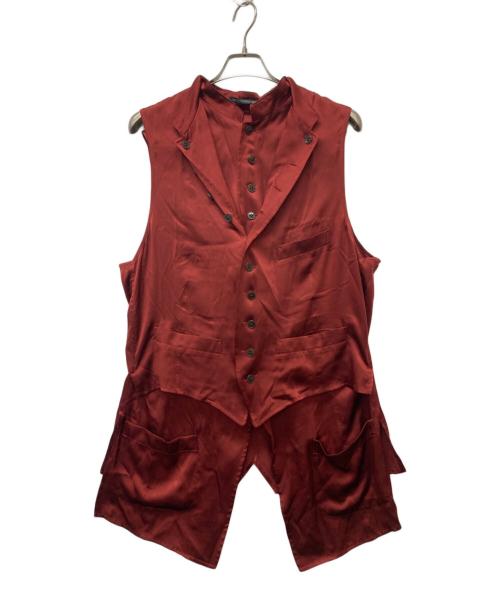Yohji Yamamoto pour homme（ヨウジヤマモト プールオム）Yohji Yamamoto pour homme (ヨウジヤマモト プールオム) シルクレイヤードベスト レッド サイズ:3の古着・服飾アイテム
