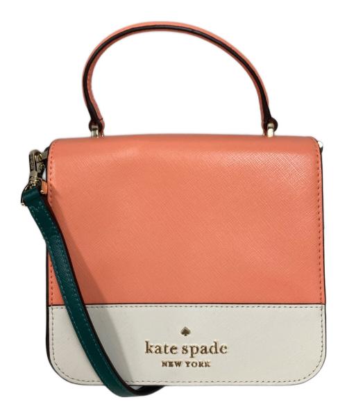 Kate Spade（ケイトスペード）Kate Spade (ケイトスペード) ステイシー スクエア クロスボディ オレンジ×グリーンの古着・服飾アイテム