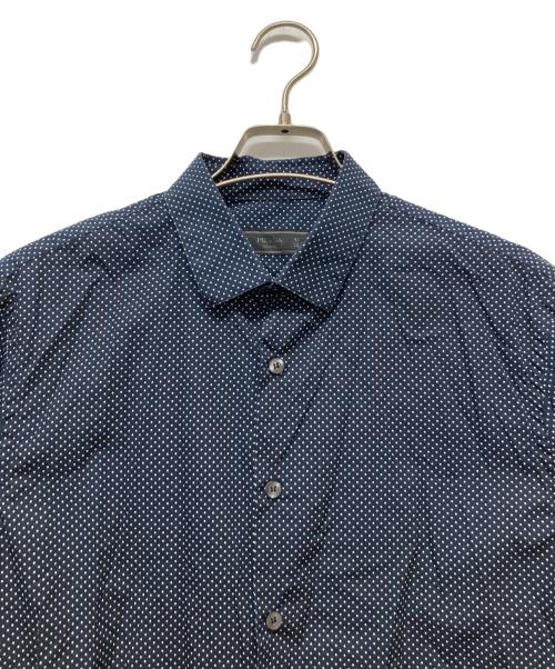 PRADA（プラダ）PRADA (プラダ) ドットドレスシャツ ネイビー サイズ:41/16の古着・服飾アイテム