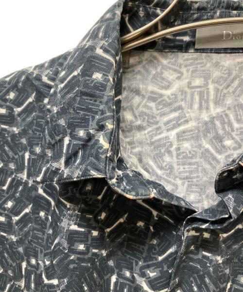 DIOR HOMME（ディオール オム）Dior Homme (ディオール オム) 総柄シャツ ネイビー サイズ:39の古着・服飾アイテム