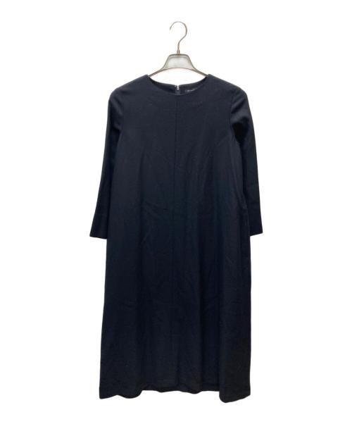 23区（ニジュウサンク）23区 (ニジュウサンク) ウールジョーゼット Aライン ワンピース ネイビー サイズ:36の古着・服飾アイテム