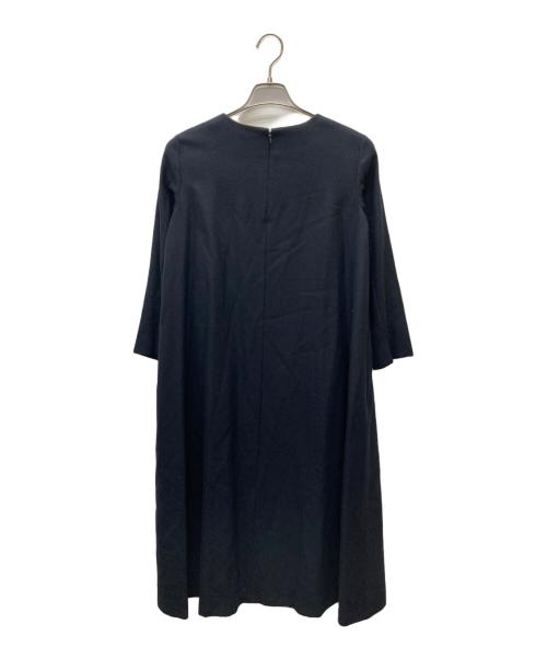 23区（ニジュウサンク）23区 (ニジュウサンク) ウールジョーゼット Aライン ワンピース ネイビー サイズ:36の古着・服飾アイテム