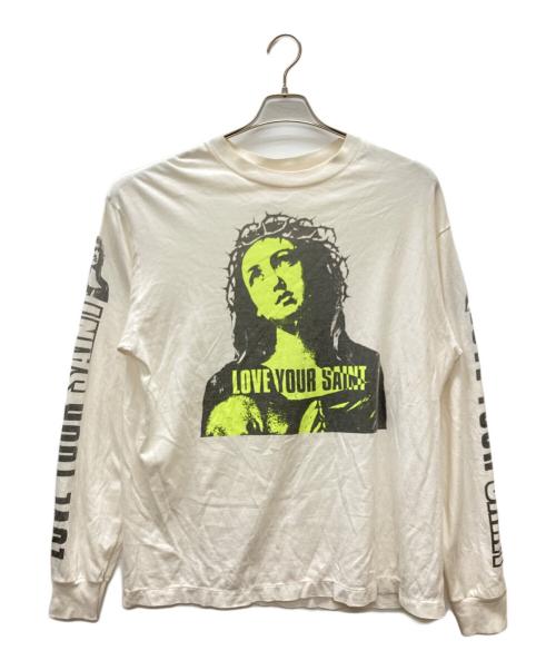 SAINT MICHAEL（セントマイケル）SAINT MICHAEL (セントマイケル) LOVE UR SAINT ロンT ホワイト サイズ:Ｍの古着・服飾アイテム