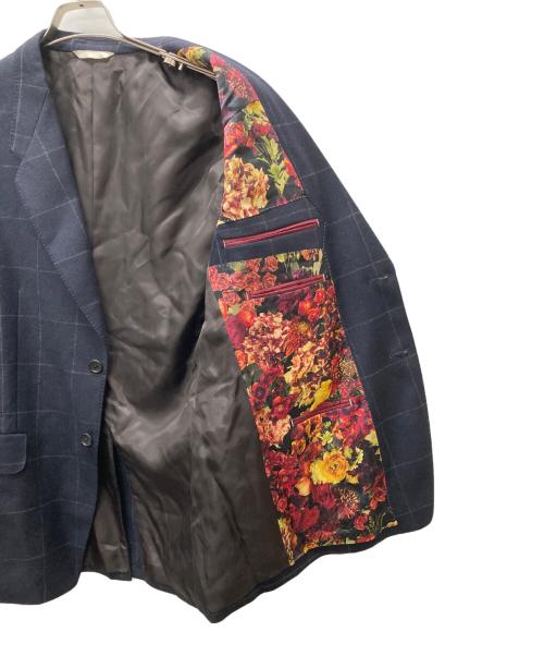 Paul Smith COLLECTION（ポールスミス コレクション）Paul Smith COLLECTION (ポールスミス コレクション) 薔薇ウィンドペンウール2Bジャケット ネイビー サイズ:ＸＬの古着・服飾アイテム