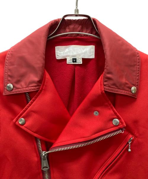 GANRYU（ガンリュウ）GANRYU (ガンリュウ) エステルクロス×ナイロンタフタ ダブルライダースジャケット レッド サイズ:Ｌの古着・服飾アイテム