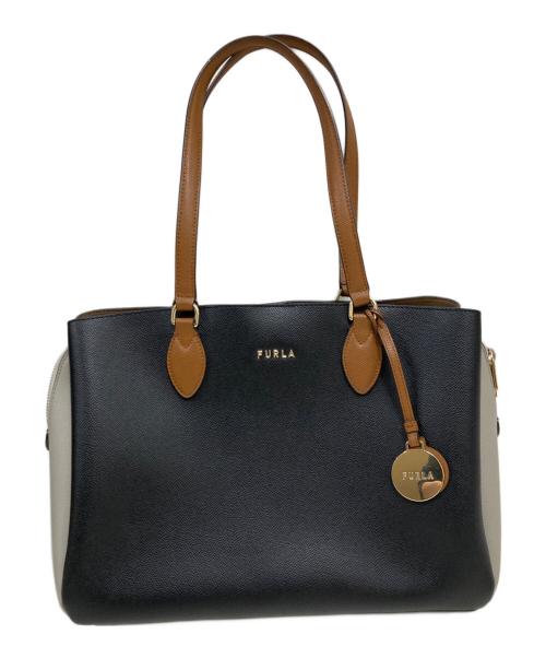 FURLA（フルラ）FURLA (フルラ) ミネルヴァ トートバッグ ブラック×ベージュの古着・服飾アイテム