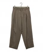 KOLORカラー）の古着「サージワイドトラウザーパンツ」｜ベージュ