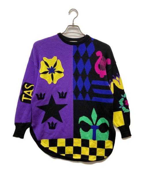 GIANNI VERSACE（ジャンニ・ヴェルサーチ）GIANNI VERSACE (ジャンニ・ヴェルサーチ) ヴィンテージ刺繍ニット/90’S パープル サイズ:表記なしの古着・服飾アイテム