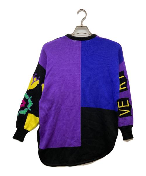 GIANNI VERSACE（ジャンニ・ヴェルサーチ）GIANNI VERSACE (ジャンニ・ヴェルサーチ) ヴィンテージ刺繍ニット/90’S パープル サイズ:表記なしの古着・服飾アイテム