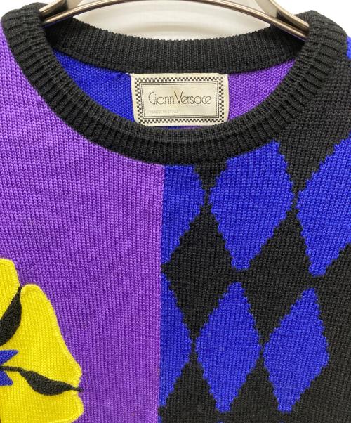 GIANNI VERSACE（ジャンニ・ヴェルサーチ）GIANNI VERSACE (ジャンニ・ヴェルサーチ) ヴィンテージ刺繍ニット/90’S パープル サイズ:表記なしの古着・服飾アイテム