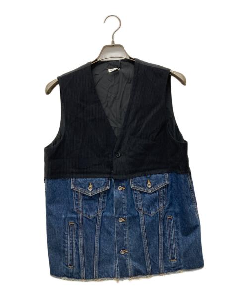 INSCRIRE（アンスクリア）INSCRIRE (アンスクリア) Hybrid Gillet ブラック×インディゴ サイズ:2の古着・服飾アイテム