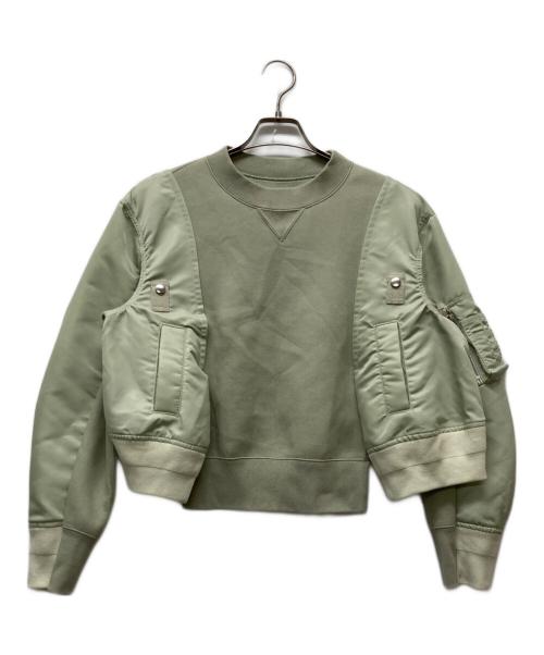 sacai（サカイ）sacai (サカイ) Nylon Twill x Sponge Sweat Pullover グリーン サイズ:2の古着・服飾アイテム