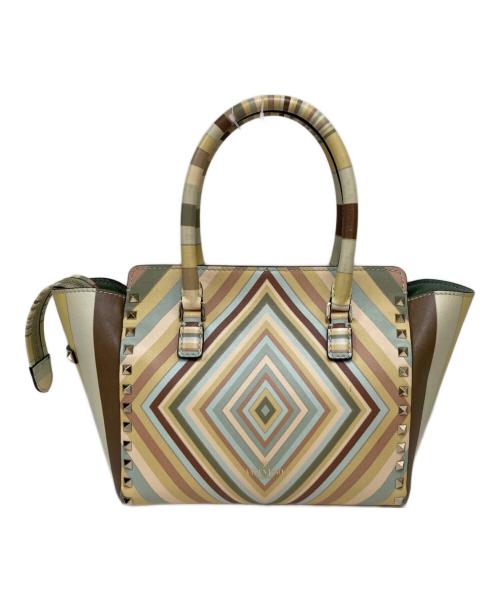 VALENTINO（ヴァレンティノ）VALENTINO (ヴァレンティノ) ロックスタッズ2WAYバッグ イエローの古着・服飾アイテム