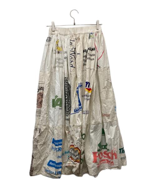 freada（フリーダ）freada (フリーダ) Vintageヨーロピアンエコバッグリメイクスカート ベージュ サイズ:ONEの古着・服飾アイテム