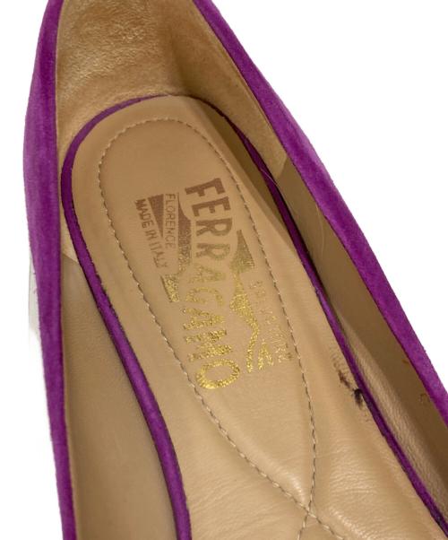 Salvatore Ferragamo（サルヴァトーレ フェラガモ）Salvatore Ferragamo (サルヴァトーレ フェラガモ) スウェードヴァラリボンフラットパンプス パープル サイズ:7Cの古着・服飾アイテム