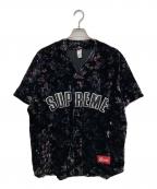SUPREMEシュプリーム）の古着「Floral Velour Baseball Jersey」｜ブラック
