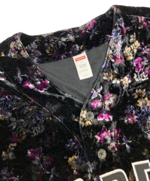 SUPREME（シュプリーム）Supreme (シュプリーム) Floral Velour Baseball Jersey ブラック サイズ:Ｌの古着・服飾アイテム