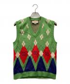 GUCCIグッチ）の古着「アーガイルニットベスト」｜グリーン