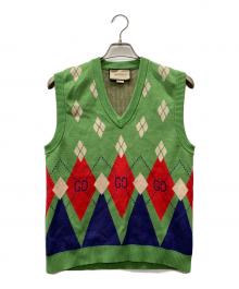 GUCCI（グッチ）の古着「アーガイルニットベスト」｜グリーン